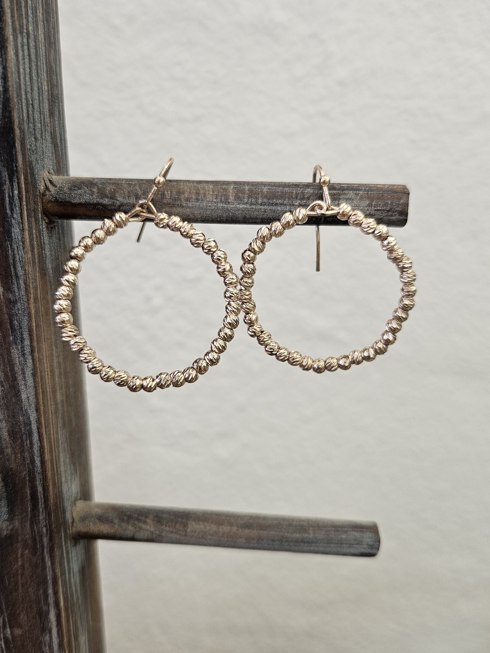 Rose Gold Twisted Beaded Hoop Earrings - Women Jewelry